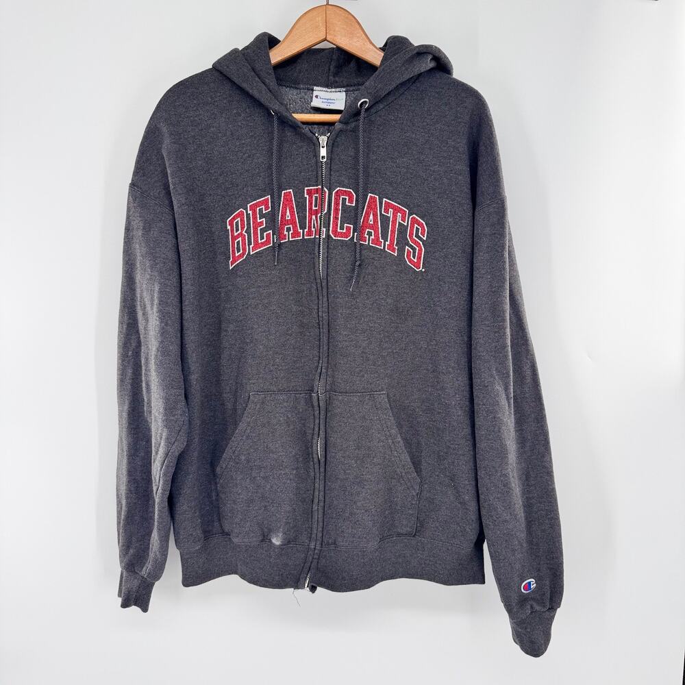 Champion Cincinnati Bearcats Men's XL Gray Full Zip Hoodie Eco Authentic NCAA